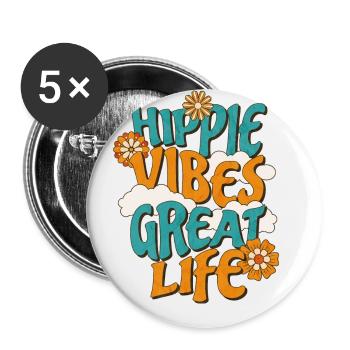 Hippie Vibes - Buttons small 1''/25 mm (5-pack) - white - Front