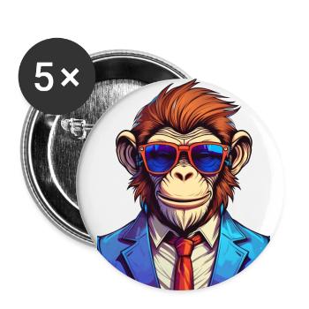 Affe mit Anzug und Sonnenbrille - Buttons klein 25 mm (5er Pack) - Weiß - Vorne