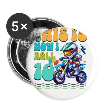 Motocross 10th Birthday - Buttons small 1''/25 mm (5-pack) - white - Front