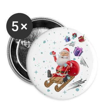 Santa Claus and the presents - Buttons small 1''/25 mm (5-pack) - white - Front