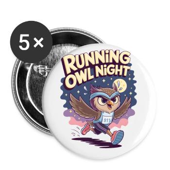 Laufende Eulennacht - Buttons klein 25 mm (5er Pack) - Weiß - Vorne