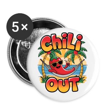 Chili dehors - Lot de 5 petits badges (25 mm) - blanc - Devant