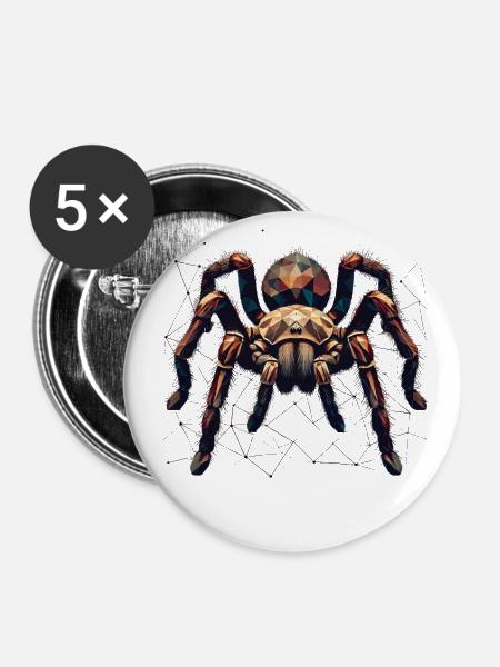 Tarantel große Spinne Polygon Kunst - Buttons klein 25 mm (5er Pack) - Weiß