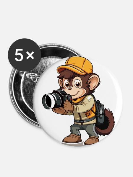 Fotograf Chimpe - Buttons klein 25 mm (5er Pack) - Weiß