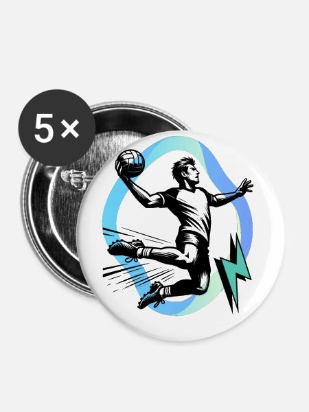 Handball Handballer - Buttons klein 25 mm (5er Pack) - Weiß