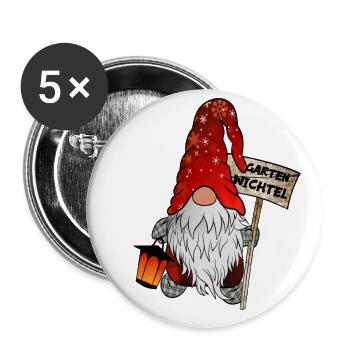 Garden Gnome – Christmas Gnome - Buttons small 1''/25 mm (5-pack) - white - Front