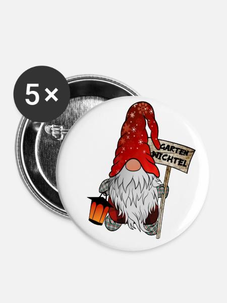 Garten Wichtel – Weihnachtsgnom - Buttons klein 25 mm (5er Pack) - Weiß