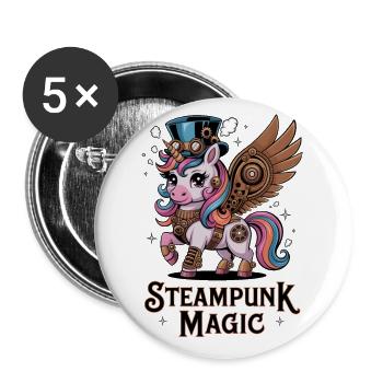 Steampunk-Magie - Buttons klein 25 mm (5er Pack) - Weiß - Vorne