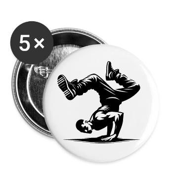 Breakdance - Buttons klein 25 mm (5er Pack) - Weiß - Vorne