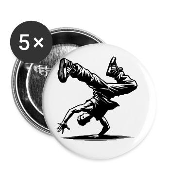 Breakdancing - Buttons small 1''/25 mm (5-pack) - white - Front