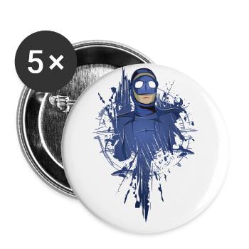 Tauchen, Taucher, Apnoe Taucher, Scuba Diver - Buttons klein 25 mm (5er Pack) - Weiß - Vorne