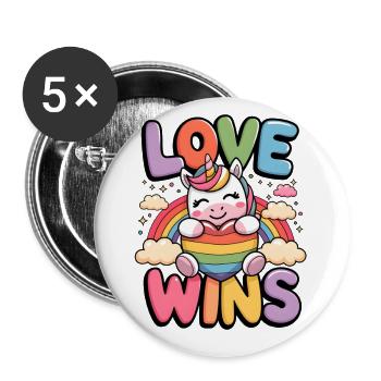 L’amour gagne - Lot de 5 petits badges (25 mm) - blanc - Devant