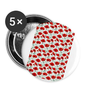 Poppy Pattern - Buttons small 1''/25 mm (5-pack) - white - Front