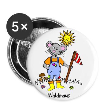 wood mouse - Buttons small 1''/25 mm (5-pack) - white - Front