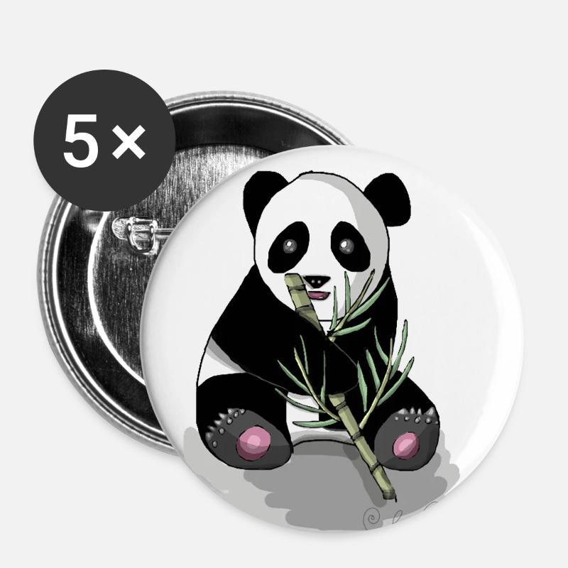 Sweet Panda dans Comicart - par Cherrystone - Lot de 5 petits badges (25 mm) - blanc