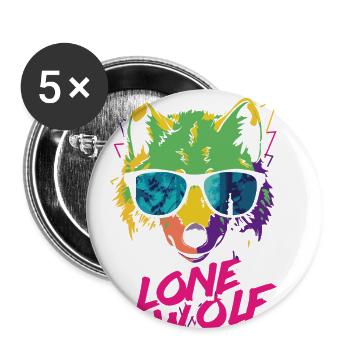 Lone Wolf - Einsamer Wolf - Buttons small 1''/25 mm (5-pack) - white - Front