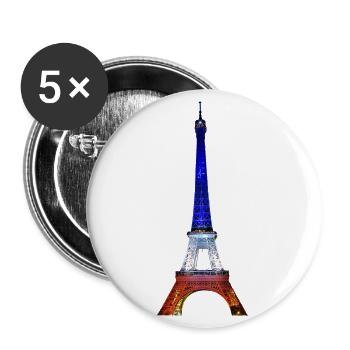 Eiffel Tower Paris France National Flag Souvenir - Buttons small 1''/25 mm (5-pack) - white - Front