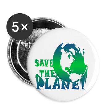 Save the planet Klimaschutz - Buttons klein 25 mm (5er Pack) - Weiß - Vorne