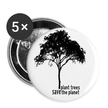 Plant trees save the planet - Buttons klein 25 mm (5er Pack) - Weiß - Vorne