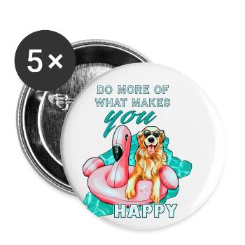 Flamingo Golden Retriever Spruch | Yolo-Artwork - Buttons klein 25 mm (5er Pack) - Weiß - Vorne