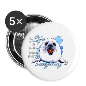 Lachende Robbe | Yolo-Artwork - Buttons klein 25 mm (5er Pack) - Weiß - Vorne