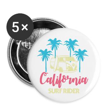 California USA Amerika West Coast Beach Surf Rider - Buttons klein 25 mm (5er Pack) - Weiß - Vorne