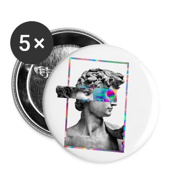 Crâne de David - Lot de 5 petits badges (25 mm) - blanc - Devant
