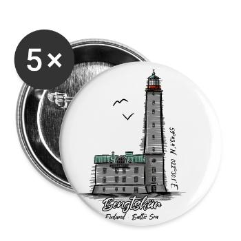 BENGTSKÄR LIGHTHOUSE Textiles marins et cadeaux - Lot de 5 petits badges (25 mm) - blanc - Devant