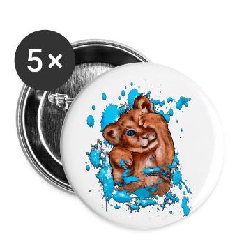Löwenbaby Illustration | Yolo-Artwork - Buttons klein 25 mm (5er Pack) - Weiß - Vorne