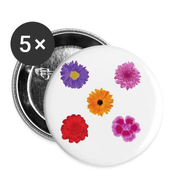 Ensemble de motifs de fleurs - Lot de 5 petits badges (25 mm) - blanc - Devant