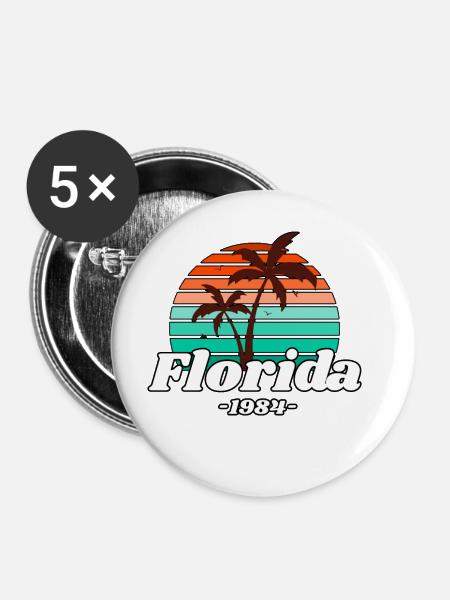 Palmen Florida 1984 - Buttons klein 25 mm (5er Pack) - Weiß