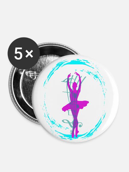 Ballet dancer - Buttons klein 25 mm (5er Pack) - Weiß
