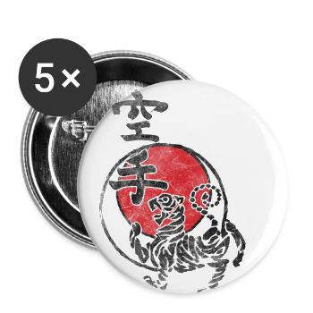 shotokan Karate martial art tiger logo kanji japan - Buttons small 1''/25 mm (5-pack) - white - Front