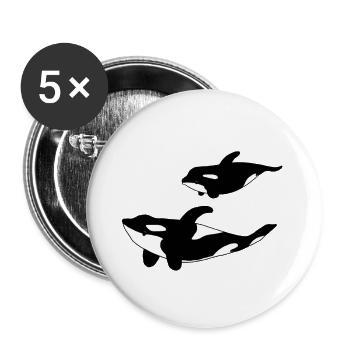 Orca mère avec enfant - Lot de 5 petits badges (25 mm) - blanc - Devant