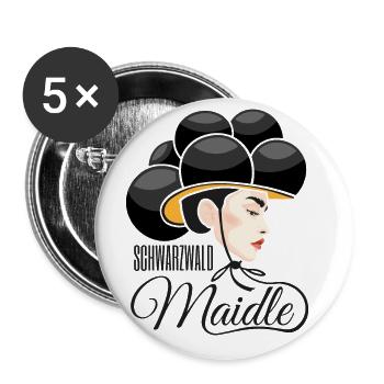 Schwarzwald Maidle Kristin Bollenhut verheiratet - Buttons klein 25 mm (5er Pack) - Weiß - Vorne