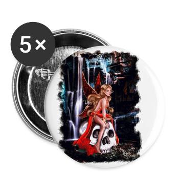 Geheimnisvolle blonde mit Totenkopf |Yolo-Artwork - Buttons klein 25 mm (5er Pack) - Weiß - Vorne