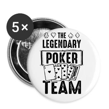 Équipe de poker - Lot de 5 petits badges (25 mm) - blanc - Devant