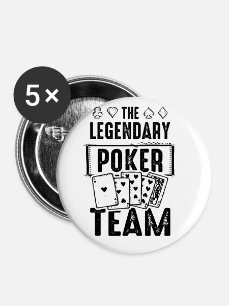 Poker Team - Buttons klein 25 mm (5er Pack) - Weiß