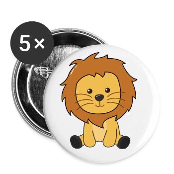 Löwe süße Tiere für Kinder König der Löwen - Buttons klein 25 mm (5er Pack) - Weiß - Vorne