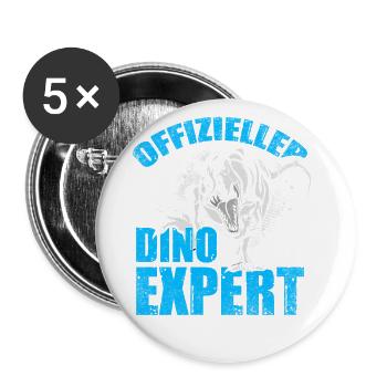 Offizieller Dino Expert Design Für Dino-fans - Buttons klein 25 mm (5er Pack) - Weiß - Vorne