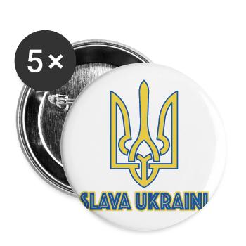 Slava Ukraini Freedom Europe Ukraine Kiev Soutien - Lot de 5 petits badges (25 mm) - blanc - Devant