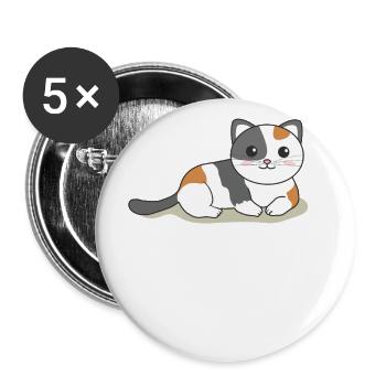 Kawaii Cat Cute Manga Anime Cats - Buttons small 1''/25 mm (5-pack) - white - Front