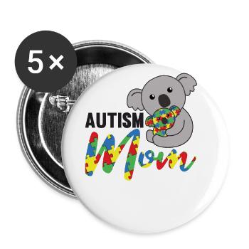 autism awareness month autism Mom Koala - Buttons klein 25 mm (5er Pack) - Weiß - Vorne