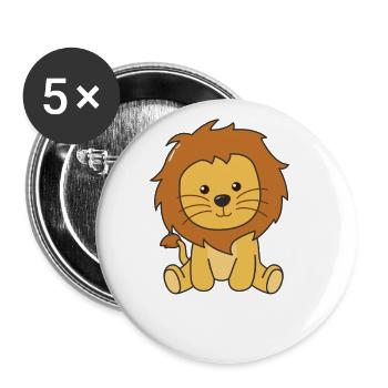 Löwe süße Tiere für Kinder König der Löwen - Buttons klein 25 mm (5er Pack) - Weiß - Vorne