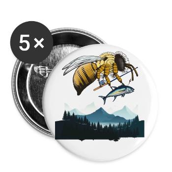 Funny fisherman - Buttons small 1''/25 mm (5-pack) - white - Front