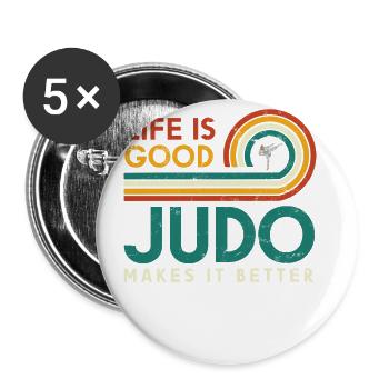 Das Leben Ist Gut, Judo Macht Es Besser - Buttons klein 25 mm (5er Pack) - Weiß - Vorne