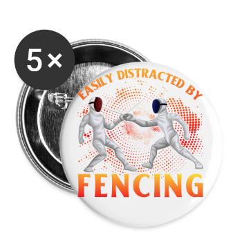 Easily Distracted by Fencing - Buttons small 1''/25 mm (5-pack) - white - Front