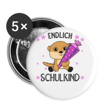 Erdmännchen Schule Einschulung Kita 2021 Schulkind - Buttons klein 25 mm (5er Pack) - Weiß - Vorne