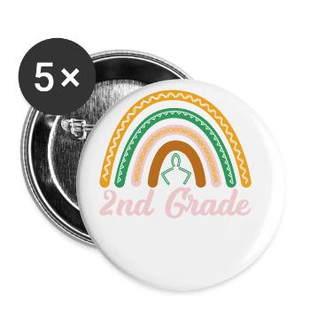 2nd class Leopard Rainbow Design for students and - Buttons small 1''/25 mm (5-pack) - white - Front