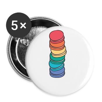 Rainbow Flag Gay Pride LGBTQ Macaron - Buttons small 1''/25 mm (5-pack) - white - Front